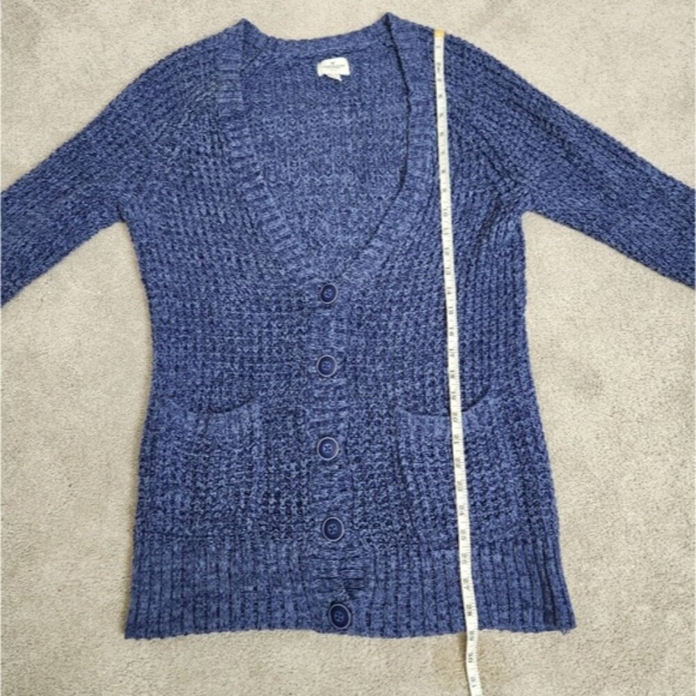 Elena Gilbert ASO Vampire Diaries Blue Chunky Knit Cardigan Sweater Size XL - Picture 9 of 12